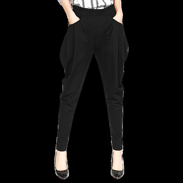 Alkalmi női nadrág fekete színben, magas derékkal