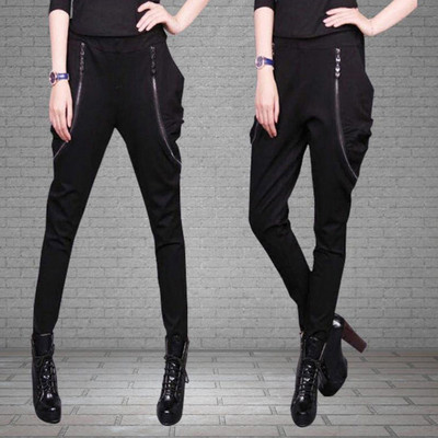 Модерен дамски панталон в черен цвят-два модела