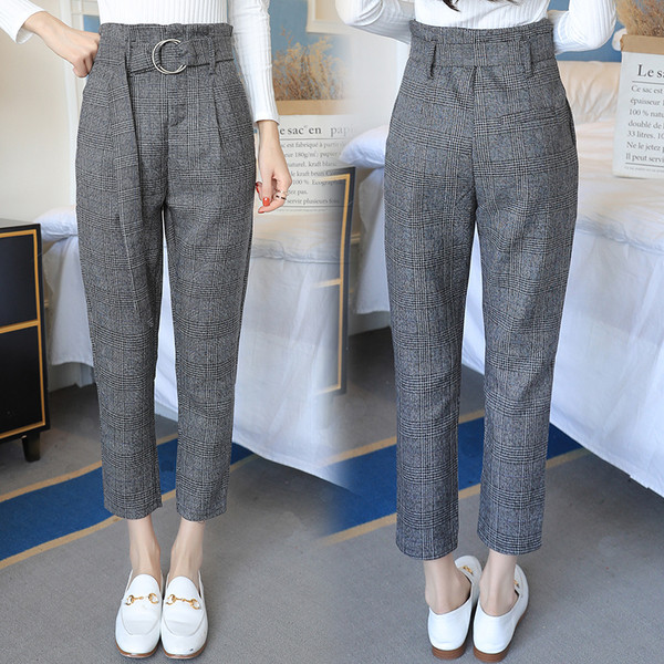 Modern női nadrág magas derékkal és övvel két színben