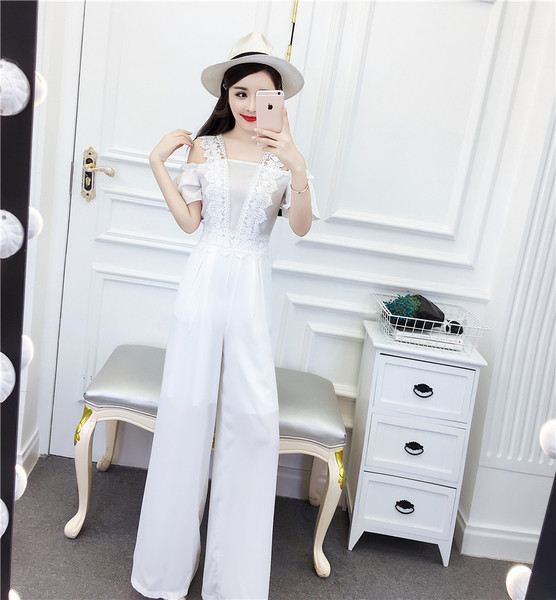 Hosszú női jumpsuit csipkével, két színben