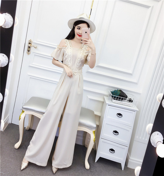 Hosszú női jumpsuit csipkével, két színben