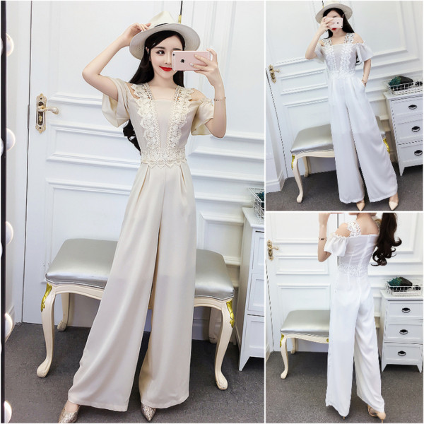 Hosszú női jumpsuit csipkével, két színben