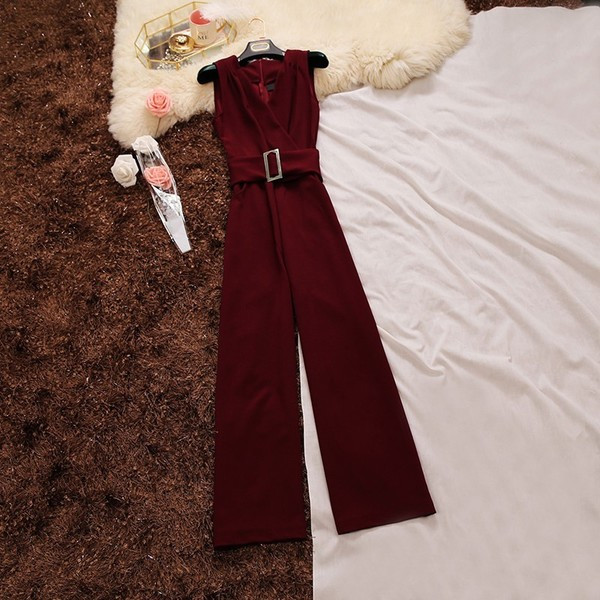 Salopetă elegantă de damă cu decolteu în V în trei culori