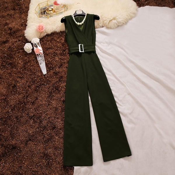 Salopetă elegantă de damă cu decolteu în V în trei culori