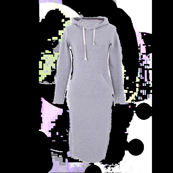 Rochie casual de dama cu gluga si buzunar mare in rosu si gri