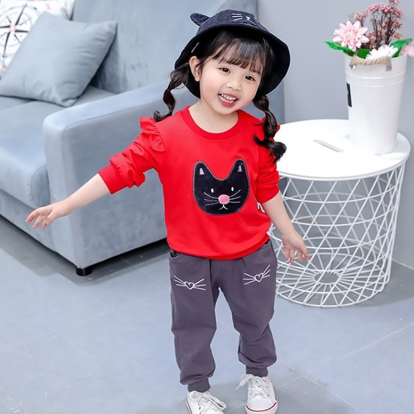 Set sport pentru copii de zi cu zi pentru fete cu broderie din doua piese