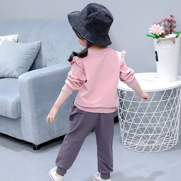 Set sport pentru copii de zi cu zi pentru fete cu broderie din doua piese