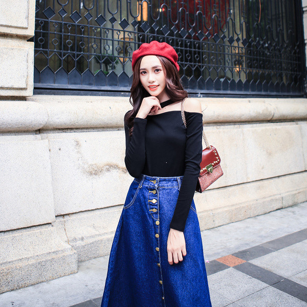 Modern női blúz fekete színben