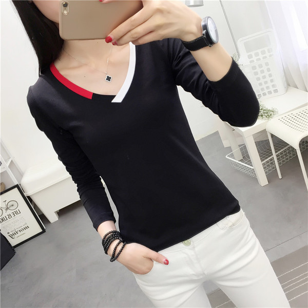 Női modern közeli V-nyakú fehér és fekete színben