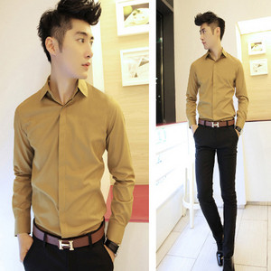 Κλασικό ανδρικό πουκάμισο σε διάφορα χρώματα - Λεπτό μοντέλο