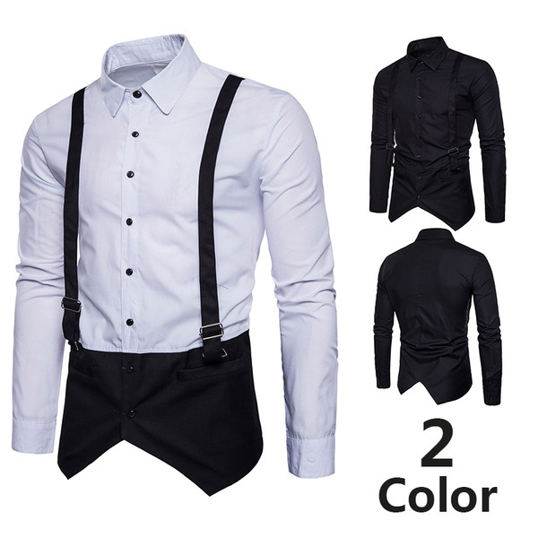 Stílusos férfi ing harisnyatartóval és zsebekkel fehér és fekete színben