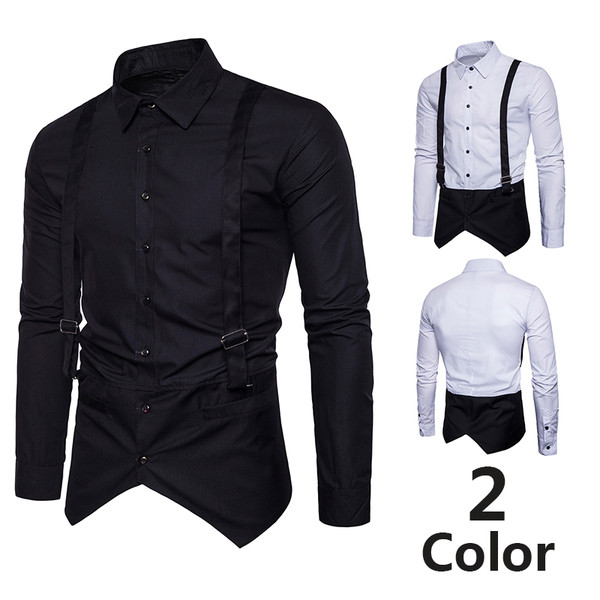 Stílusos férfi ing harisnyatartóval és zsebekkel fehér és fekete színben