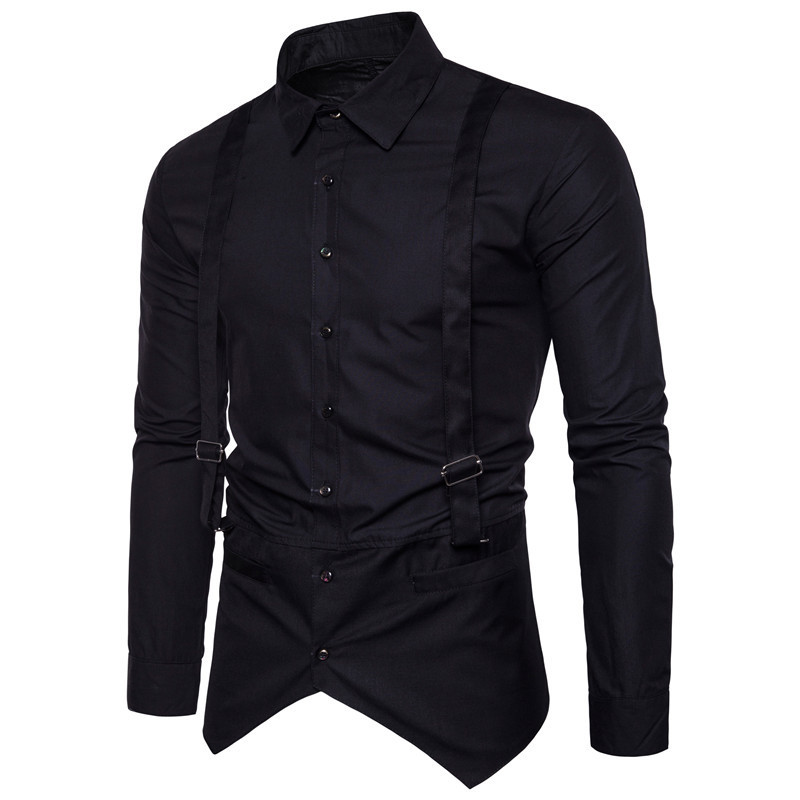 Stílusos férfi ing harisnyatartóval és zsebekkel fehér és fekete színben