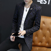 Ανδρικό μακρύ σακάκι με γεωμετρικά σχήματα