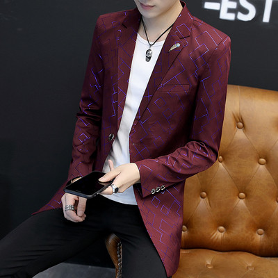 Ανδρικό μακρύ σακάκι με γεωμετρικά σχήματα