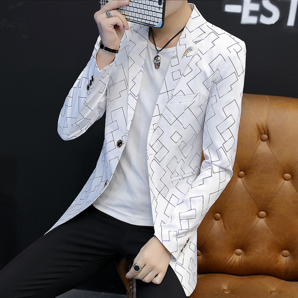 Ανδρικό μακρύ σακάκι με γεωμετρικά σχήματα