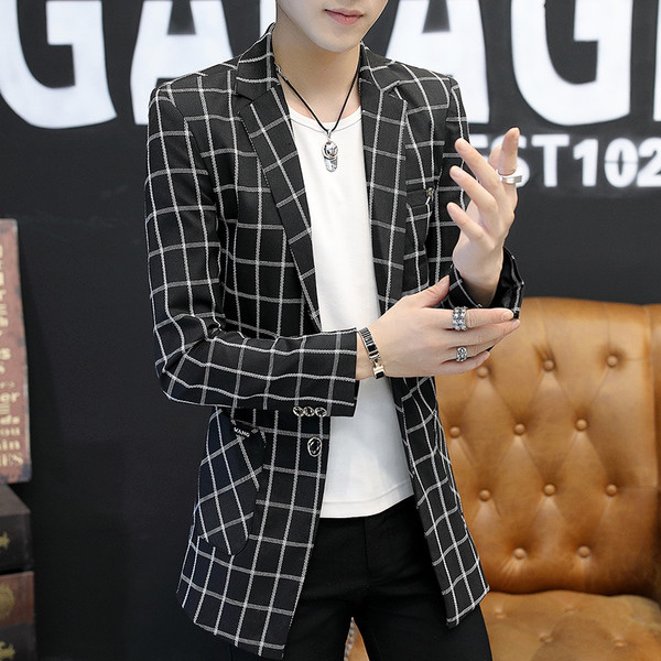 Ανδρικό μακρύ σακάκι με γεωμετρικά σχήματα