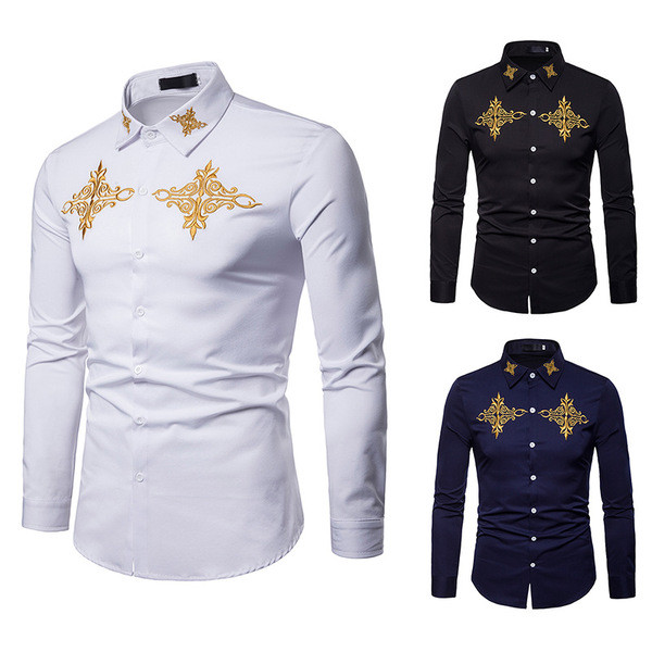 Aktuális férfi ing három színben hímzéssel