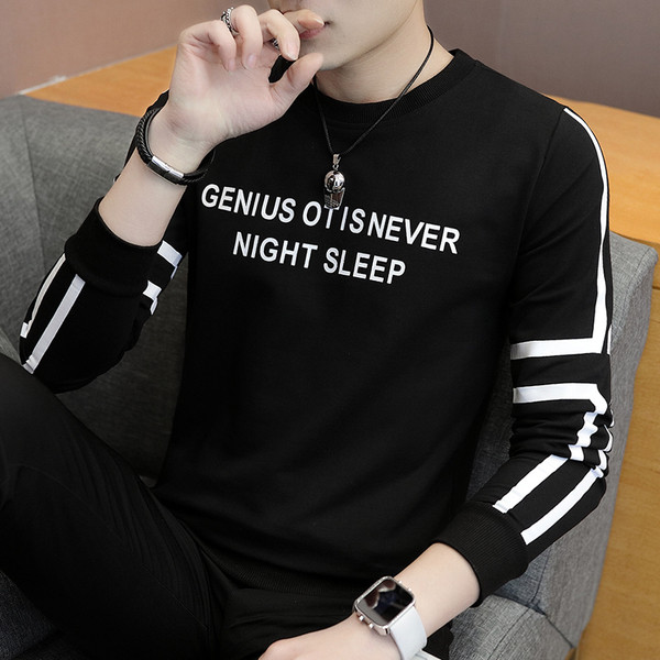 Bluză bărbătească de toamnă cu inscripție în mai multe culori