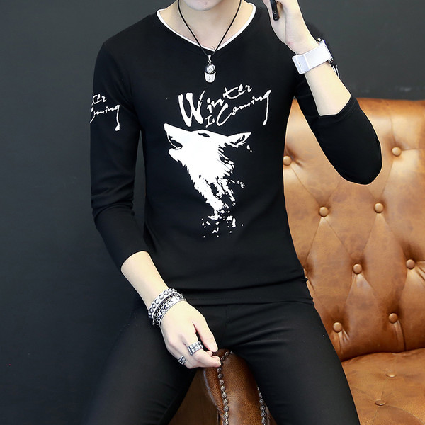 Modern férfi blúz felirattal és rátéttel, több színben