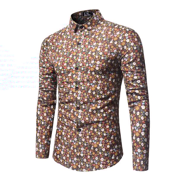 Virágmintás férfi ing barna és kék színben