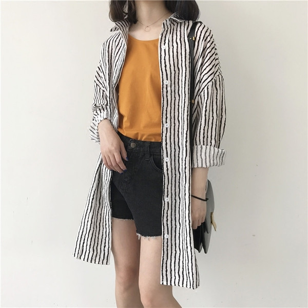 Camasa casual dama in dungi model lung in doua culori