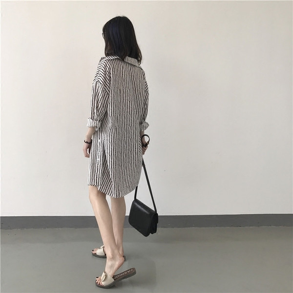 Camasa casual dama in dungi model lung in doua culori