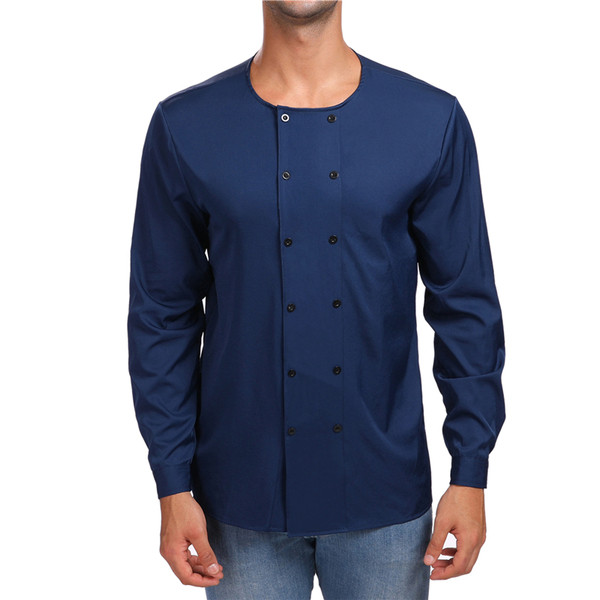 Alkalmi férfi ing O-galléros dupla rögzítéssel több színben