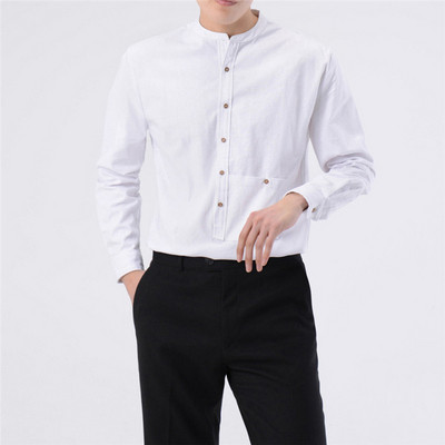 Ανδρικό πουκάμισο με κολάρο σε σχήμα O και τσέπη σε τέσσερα χρώματα