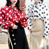 Стилна дамска риза с елемент панделка в три  цвята