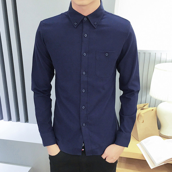 Καθημερινό βαμβακερό ανδρικό  πουκάμισο με τσέπη σε διάφορα χρώματα