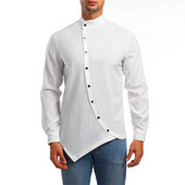 Modern férfi ing O-alakú gallérral és oldalsó rögzítéssel, négy színben