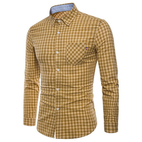 Több színben zsebes kockás férfi ing