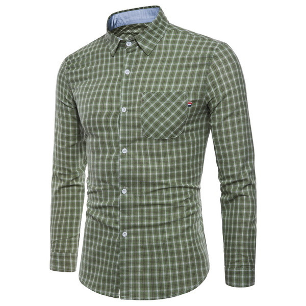 Több színben zsebes kockás férfi ing