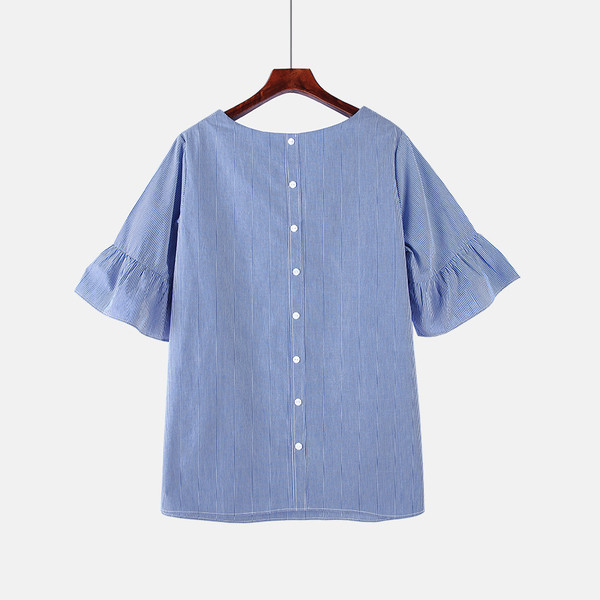 Модерна дамска риза с V-образно деколте с лотос ръкав 