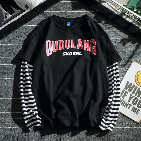 Casual ανδρική μπλούζα  σε δύο χρώματα με ριγέ μανίκια