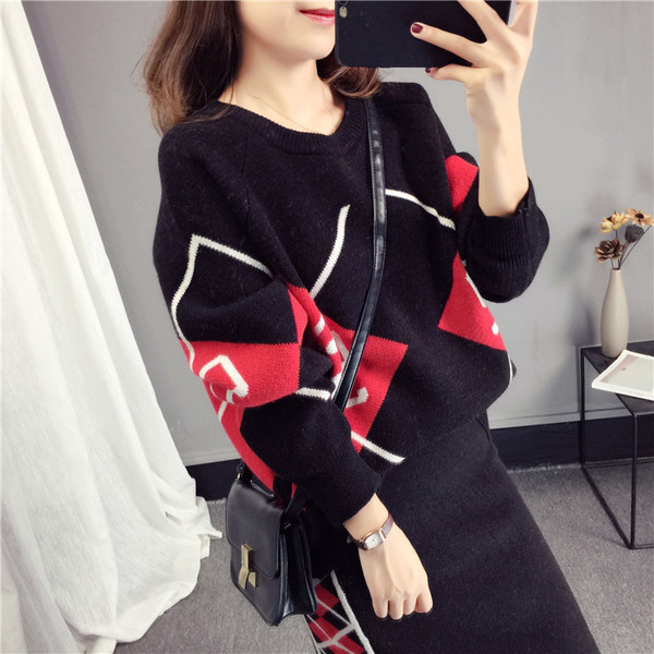 Modern női kötőblúz + szoknya szett - három színben