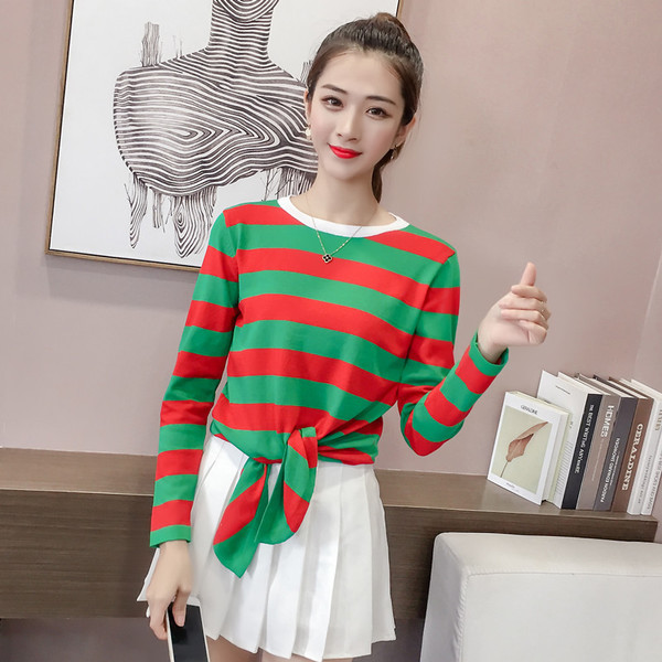 Alkalmi női blúz csíkos kötéssel - három színben