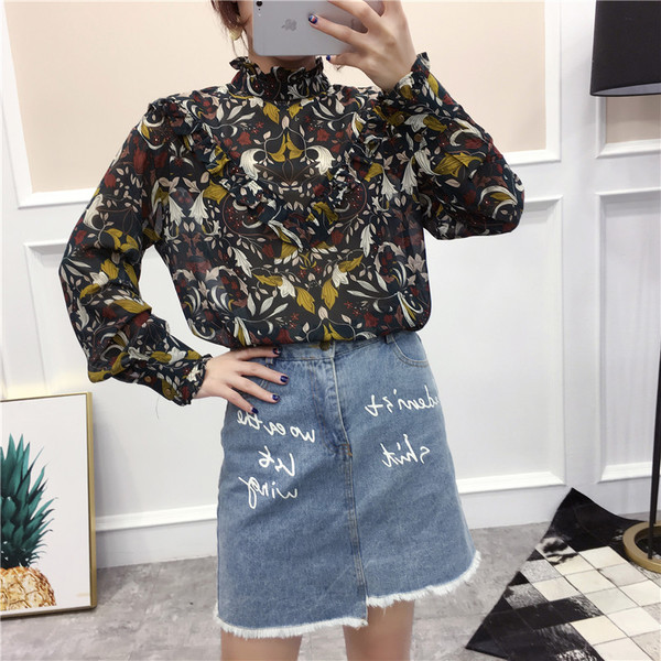 Κομψό γυναικείο πουκάμισο ευρύ μοτίβο 