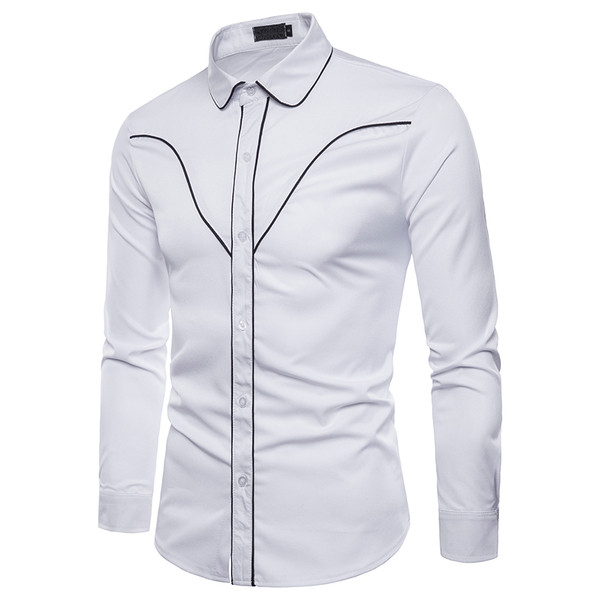 Καθημερινό ανδρικό πουκάμισο με μακρύ μανίκι σε λευκό, μαύρο και κόκκινο χρώμα