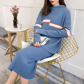 Két részből álló női kötőszett - szoknya + kapucnis blúz három színben