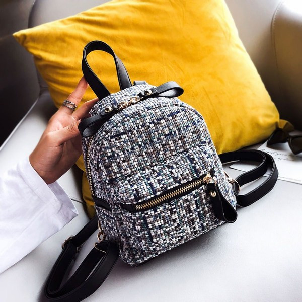 Mindennapi női kis hátizsák fekete és kék színben