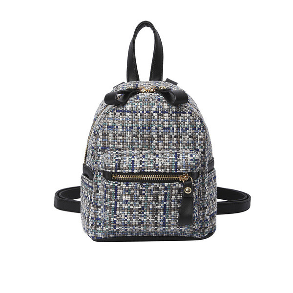 Mindennapi női kis hátizsák fekete és kék színben