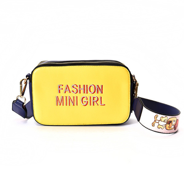 Καθημερινή γυναικεία τσάντα από οικολογικό δέρμα με πολύχρωμη επιγραφή σε διάφορα χρώματα