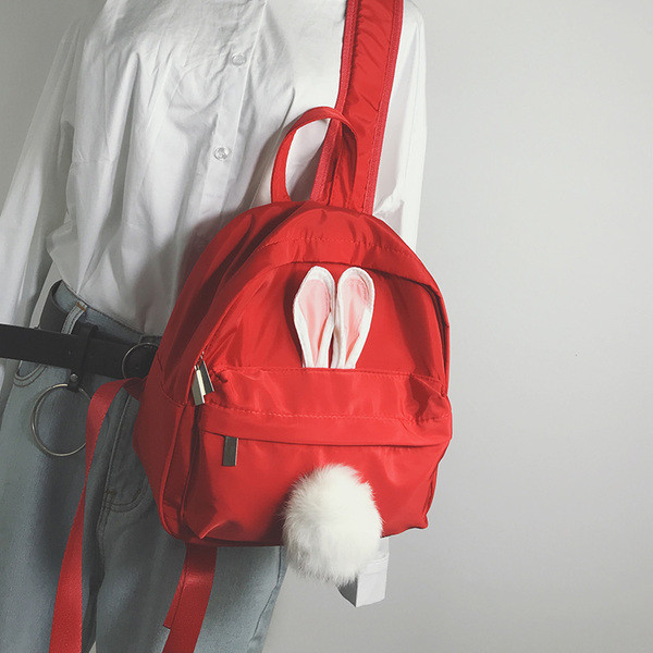 Γυναικείο σακίδιο με 3D διακόσμηση και χνούδι σε τρία χρώματα