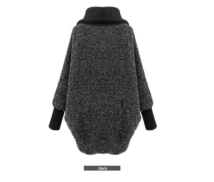 Egyedi női kabát fekete és szürke színben, magas gallérral