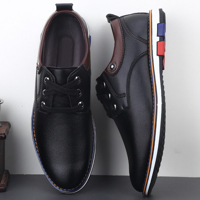 Спортно-елегантни обувки за мъже от еко кожа в два цвята