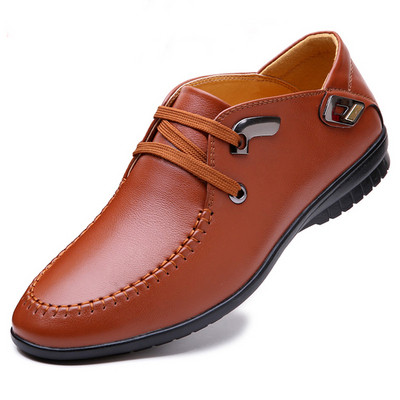 Модерни мъжки обувки от еко кожа с връзки в два цвята