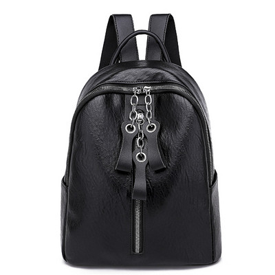 Μοντέρνο δερμάτινο σακίδιο σε μαύρο και καφέ χρώμα