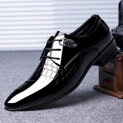 Oфициални лачени обувки за мъже в черен цвят